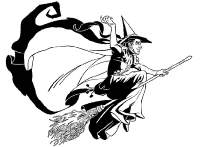 A coloring page of witches